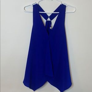 Blue sleeveless flowy top